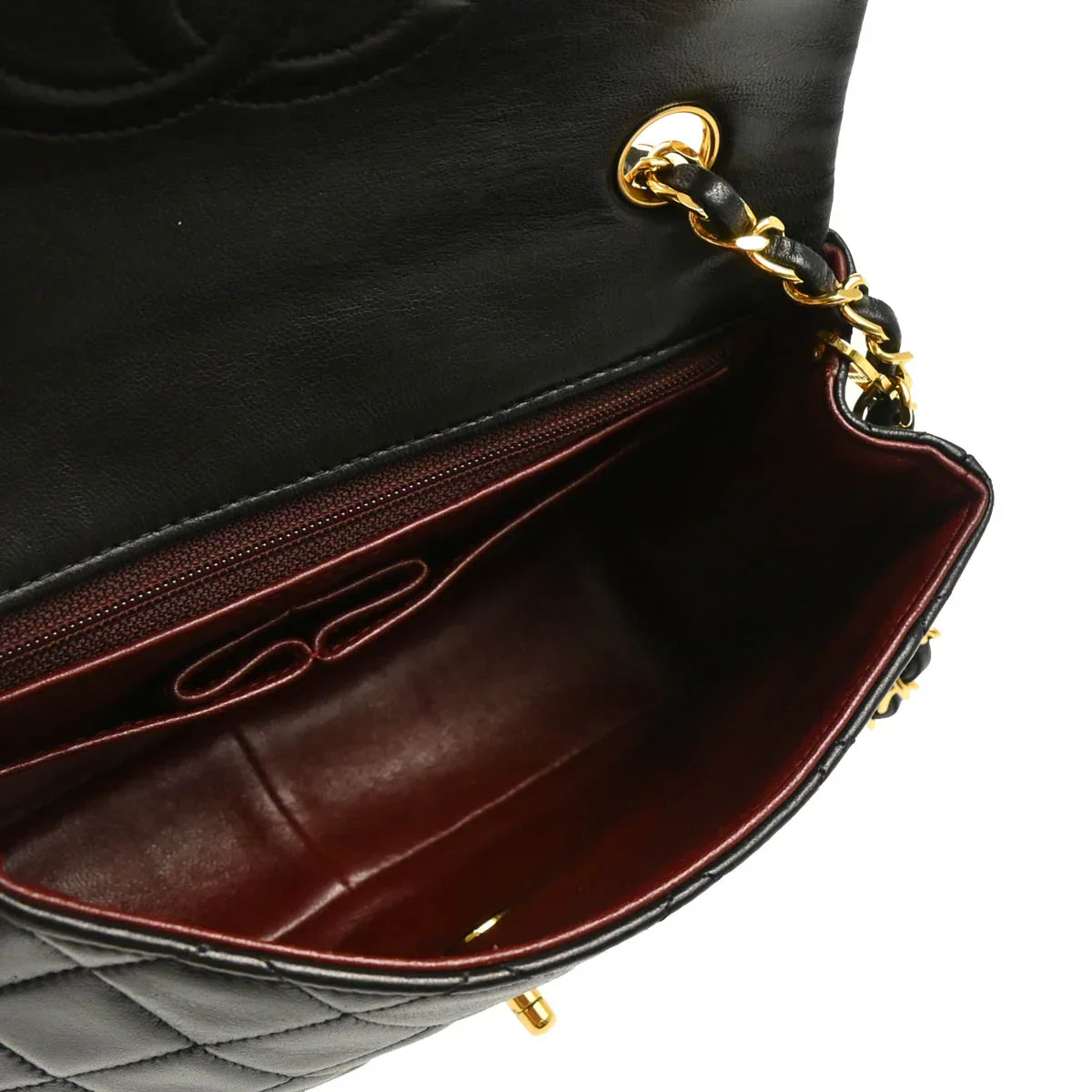 Chanel 1989-1991 Black Lambskin Classic Square Flap Shoulder Bag - Image 3