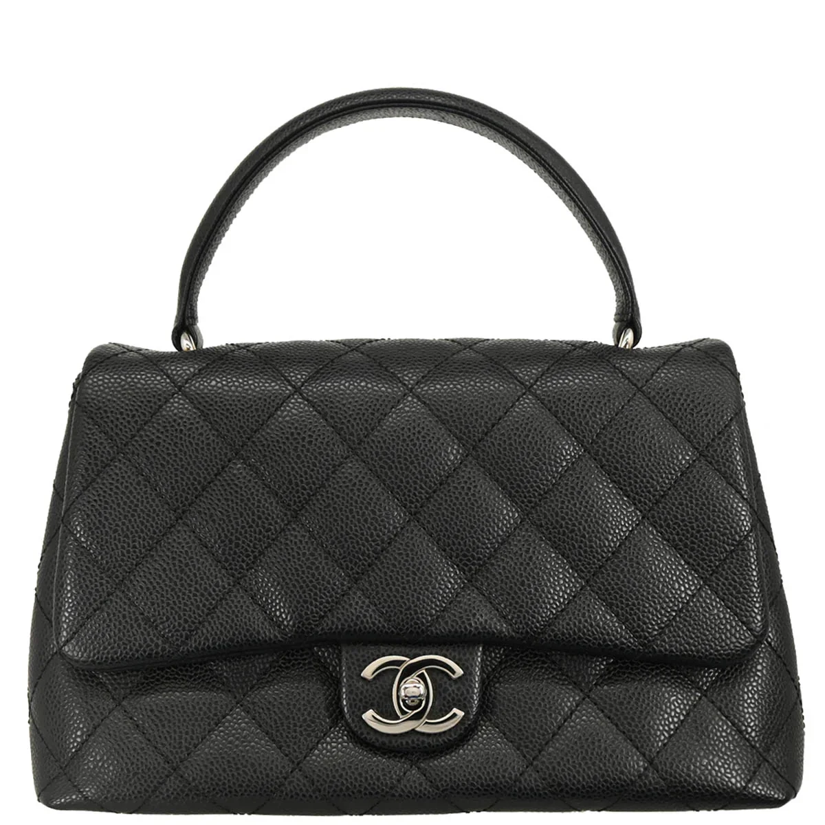 Chanel 2006-2008 Black Caviar Top Handle Handbag