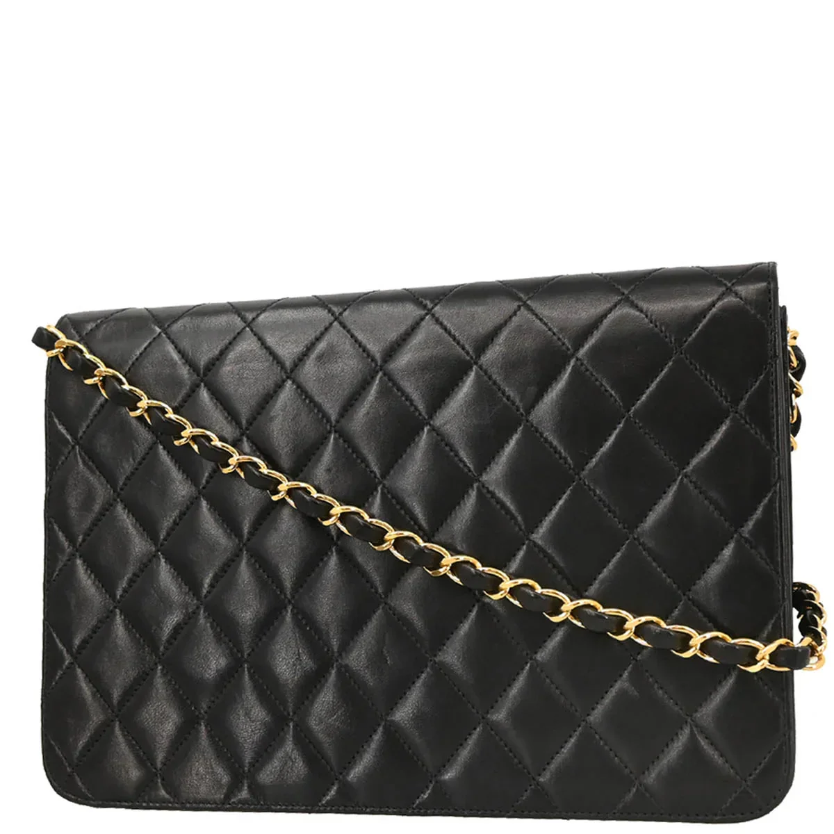 Chanel 2000-2001 Black Lambskin Turnlock Medium Half Flap Shoulder Bag - Image 2