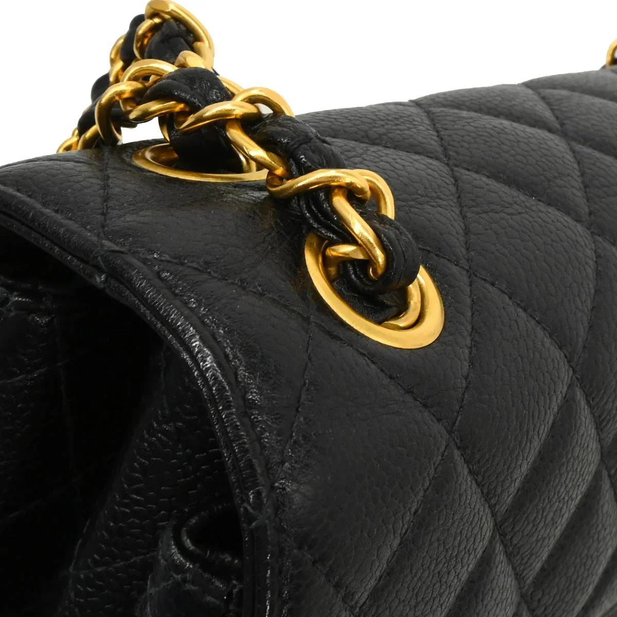 Chanel 1996-1997 Black Caviar Double Sided Classic Flap Shoulder Bag - Image 7