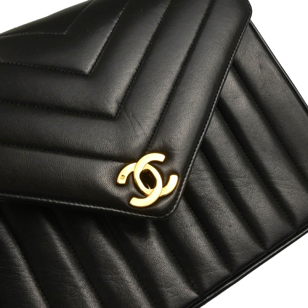 Chanel Black Lambskin Chevron Shoulder Bag - Image 5