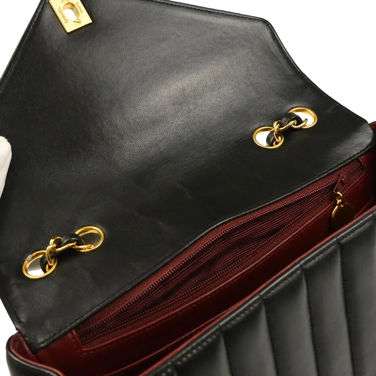 Chanel Black Lambskin Chevron Shoulder Bag - Image 7