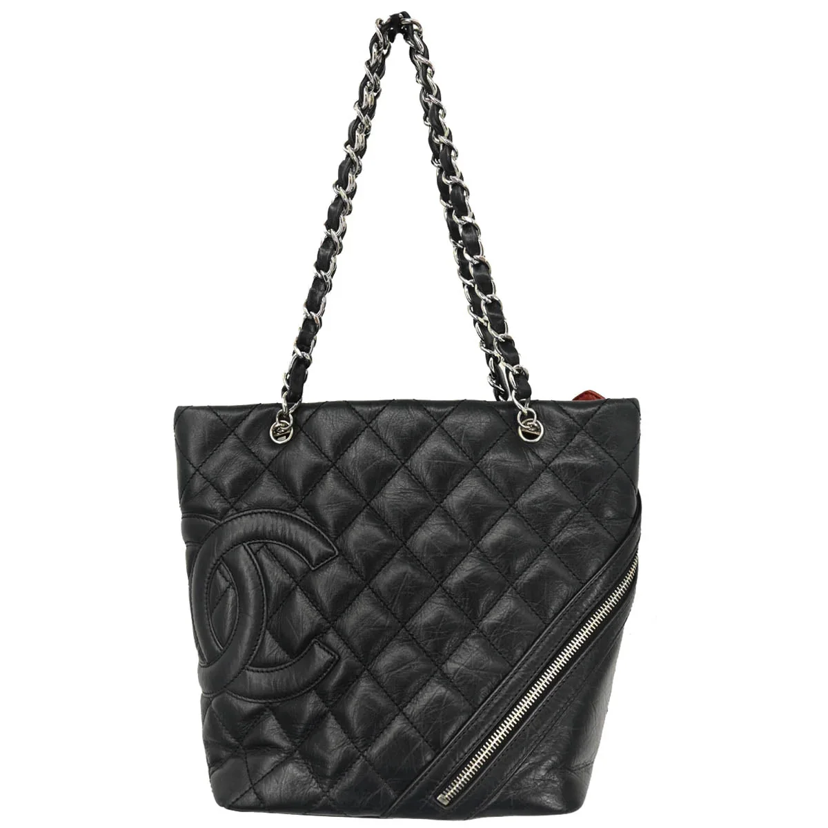 Chanel 2006-2008 Black Calfskin Cambon Ligne Tote Handbag
