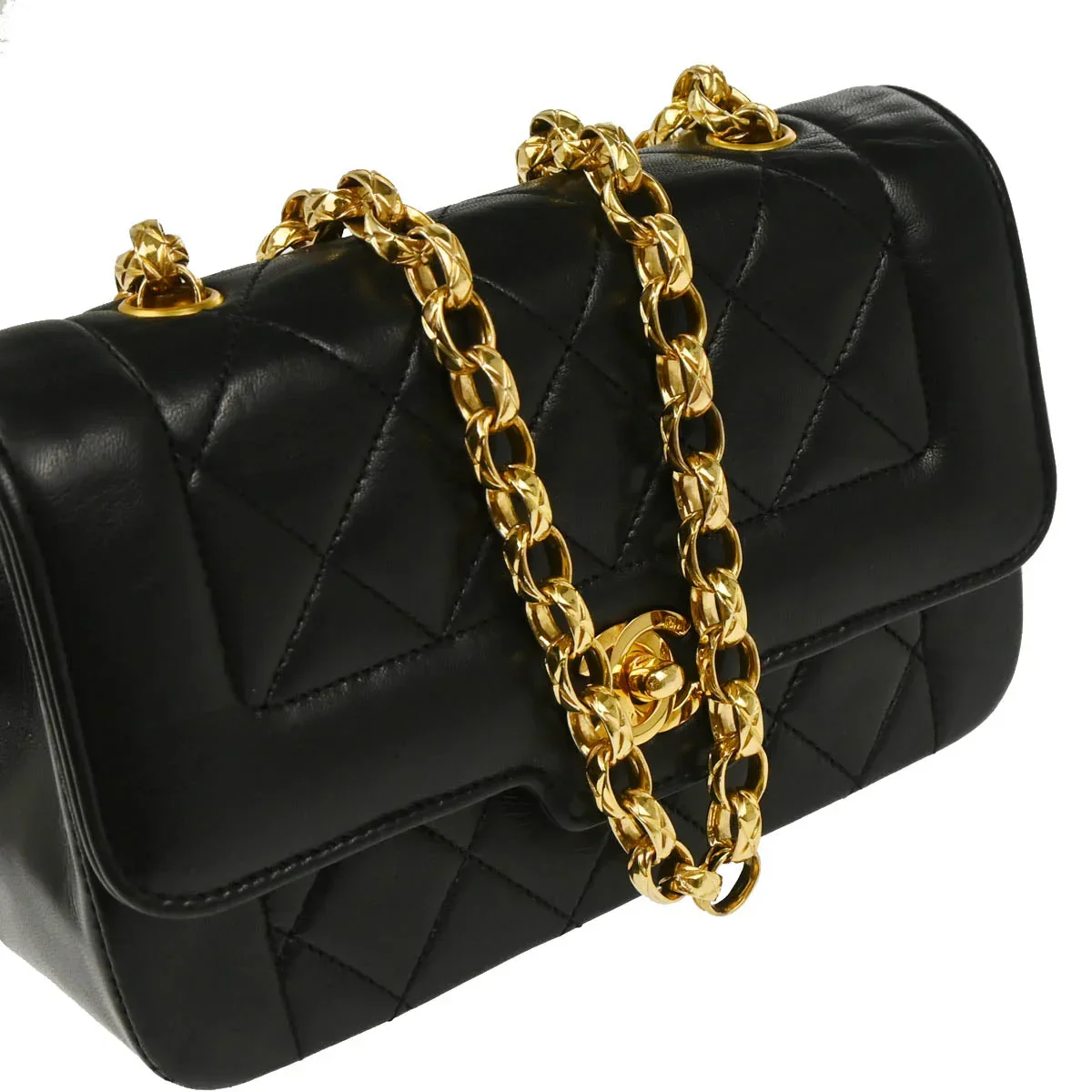 Chanel 1989-1991 Black Lambskin Shoulder Bag - Image 3