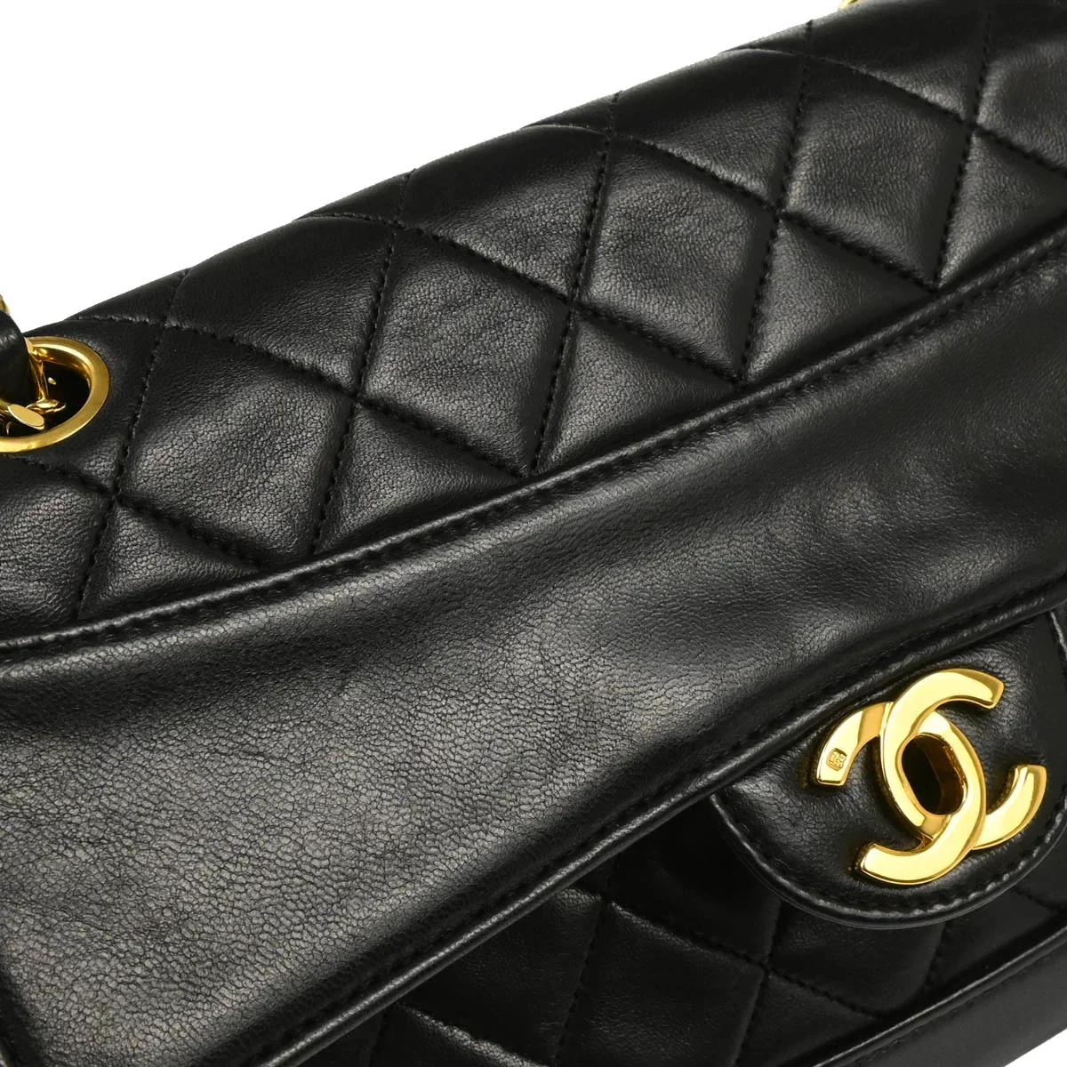 Chanel Black Lambskin Single Flap Shoulder Bag - Image 6