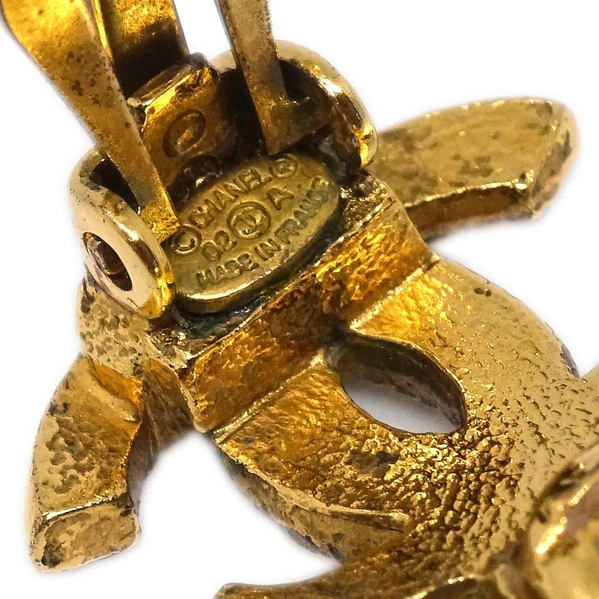 Chanel Gold CC Earrings Clip-On Rhinestone 02A - Image 4