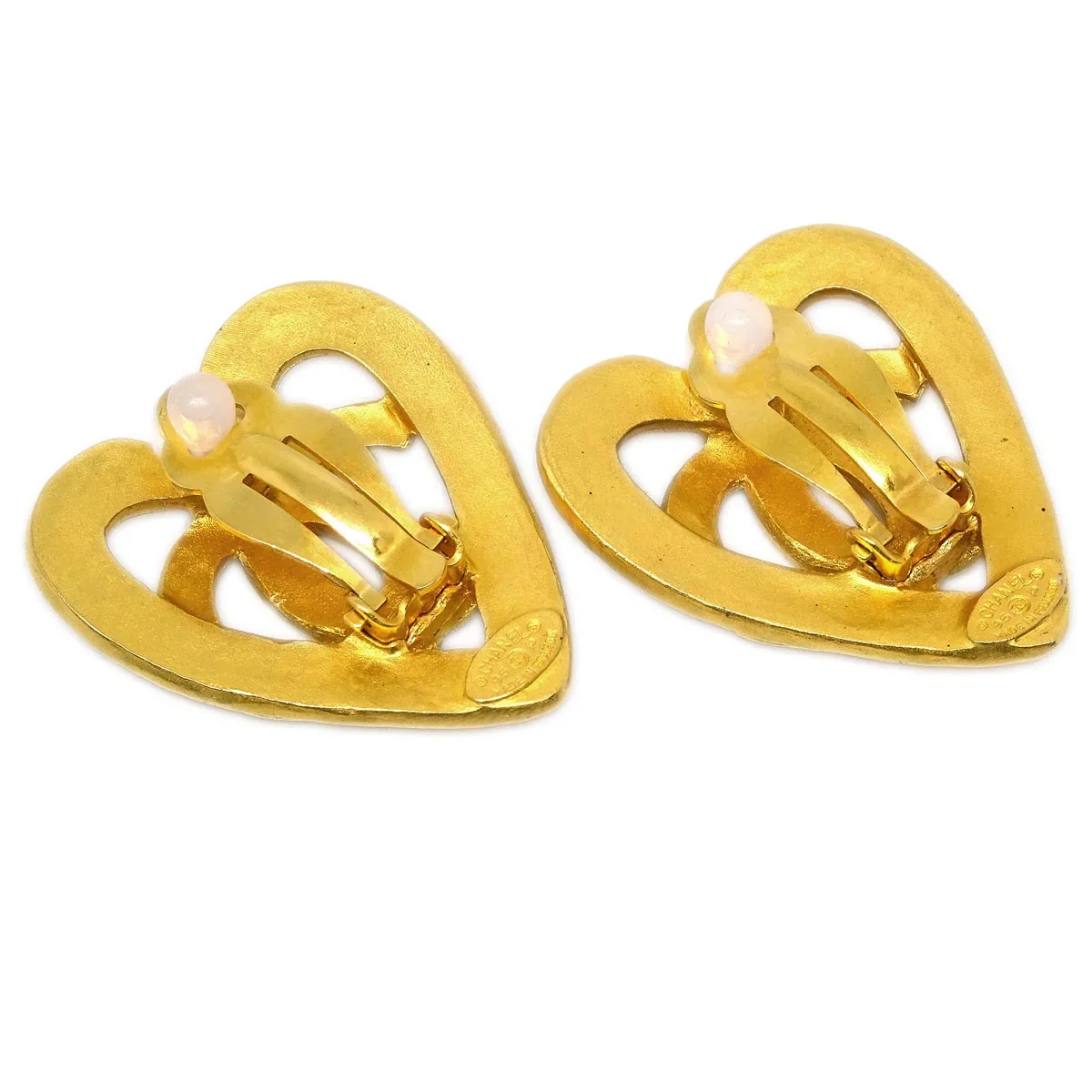 Chanel Gold Heart Earrings Clip-On 95P - Image 3