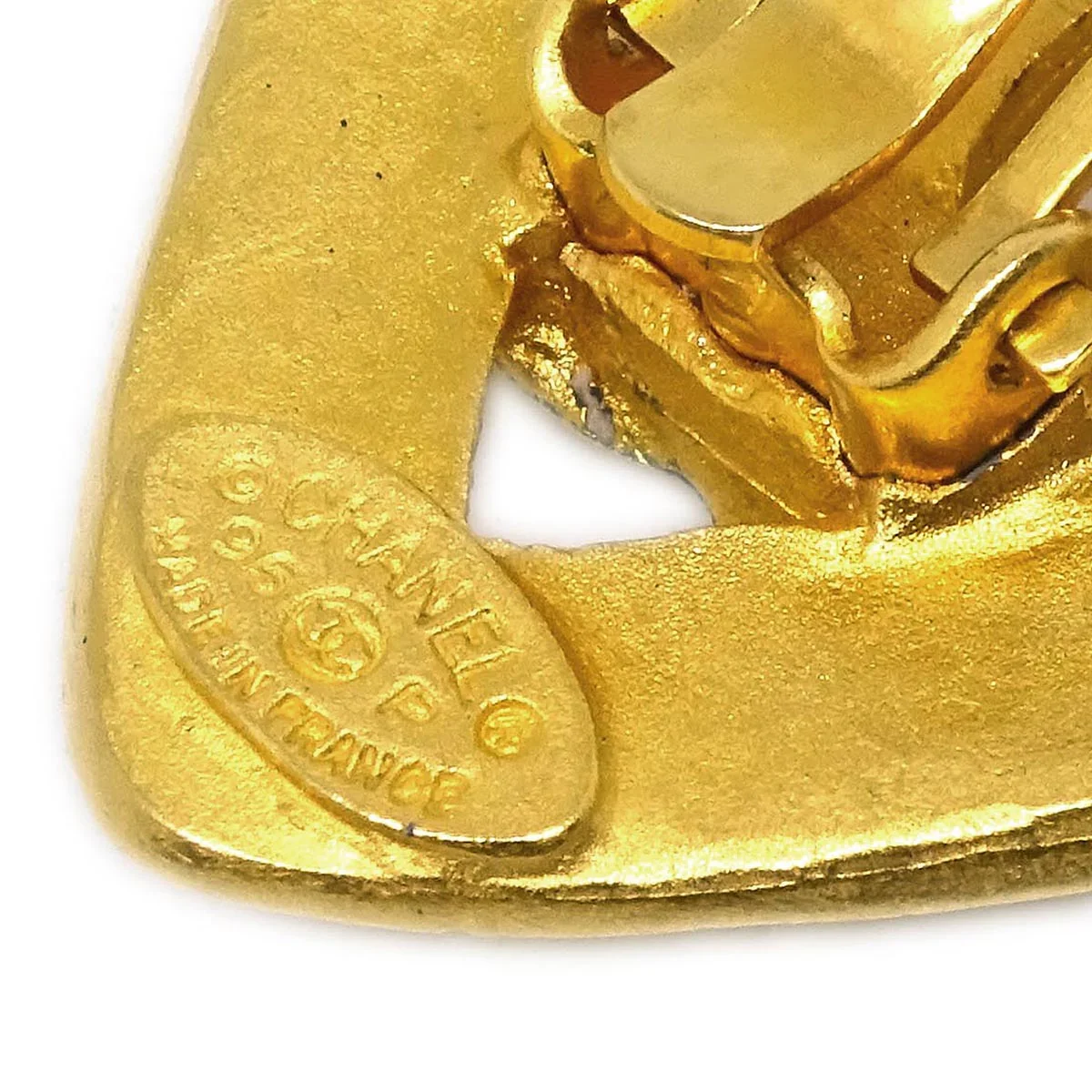 Chanel Gold Heart Earrings Clip-On 95P - Image 4