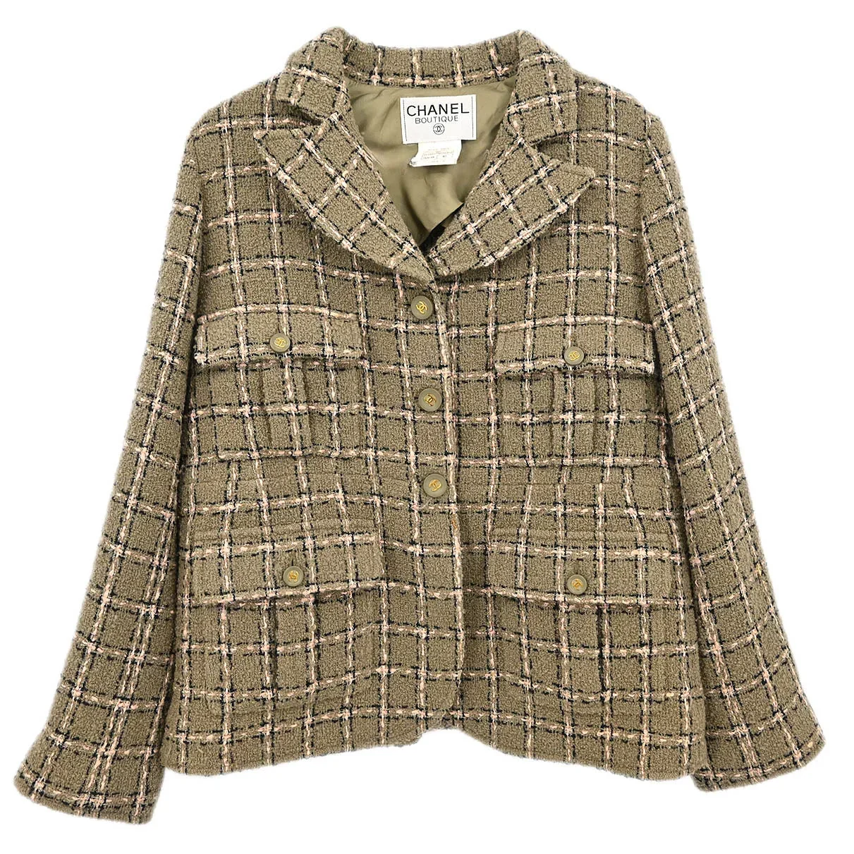 Chanel 1995 Single Breasted Jacket Khaki #40