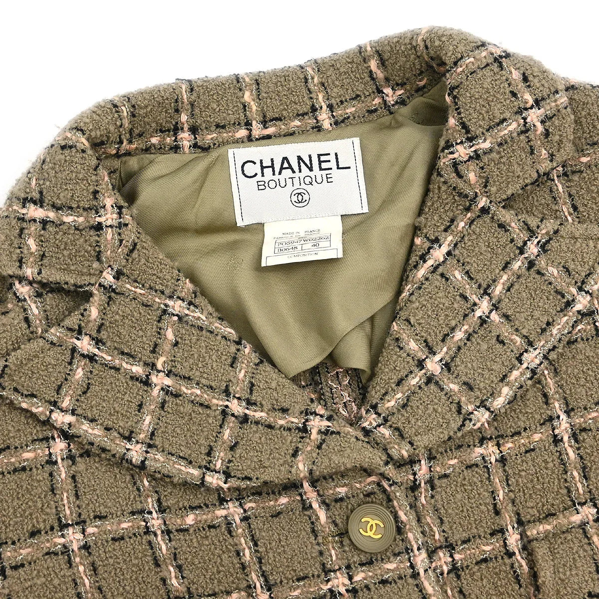 Chanel 1995 Single Breasted Jacket Khaki #40 - Image 3