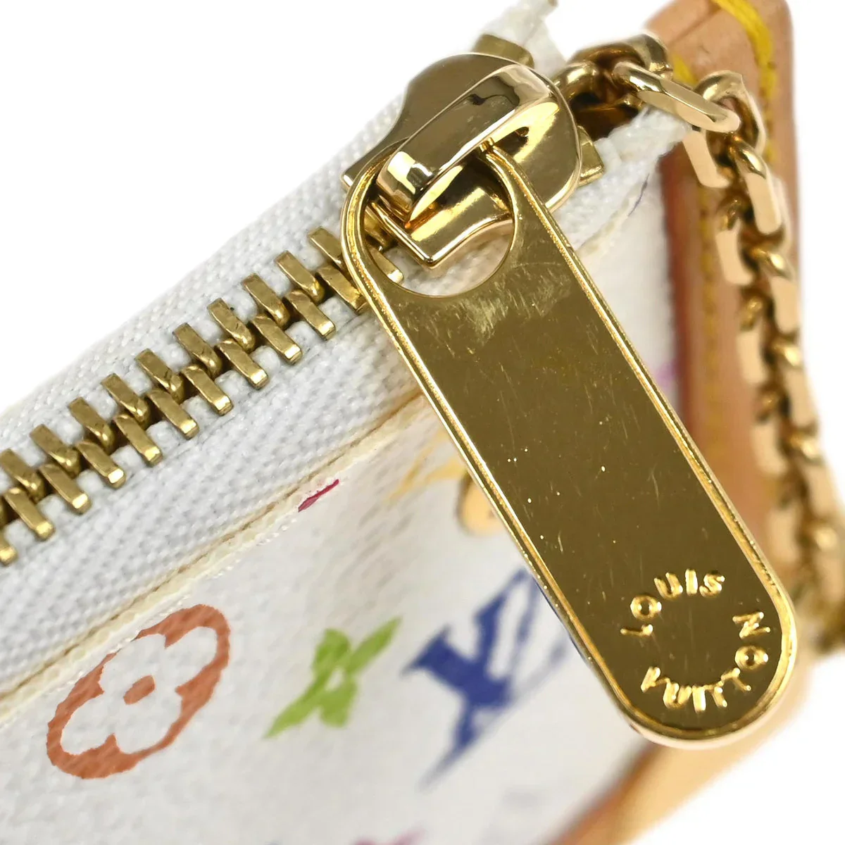 Louis Vuitton 2004 White Multicolor Pochette Cles Coin Purse M92655 - Image 5