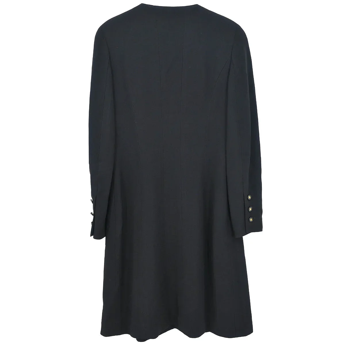 Chanel 1997 Single Breasted Collarless Jacket Black #42 - Image 2