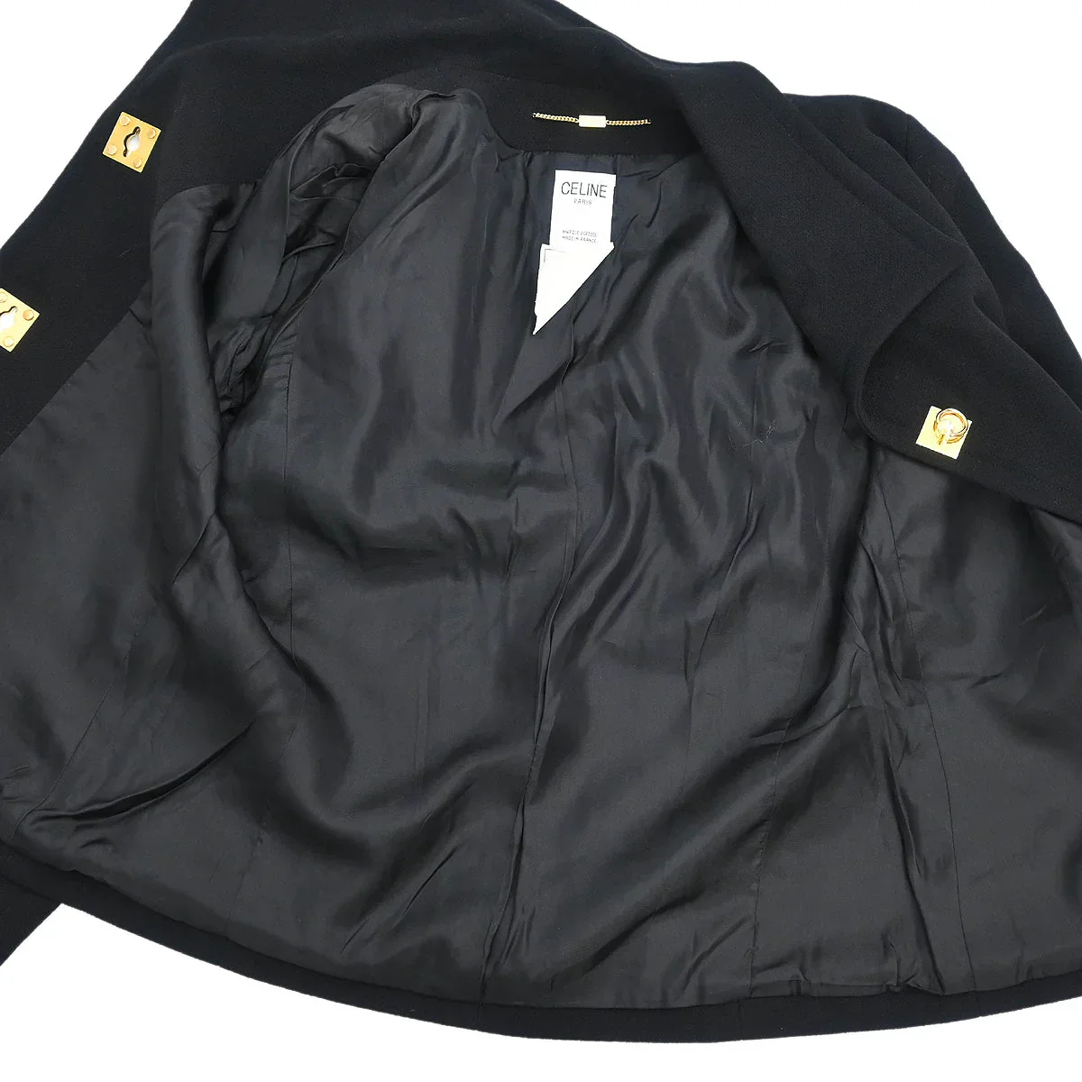 Celine Jacket Skirt Suit Black #40 - Image 6
