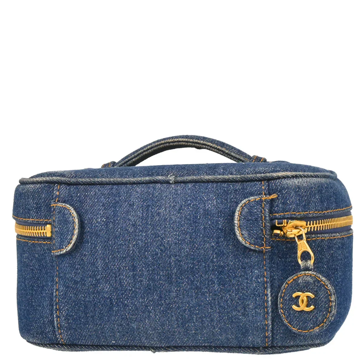 Chanel 1996-1997 Blue Denim Vanity Handbag - Image 2