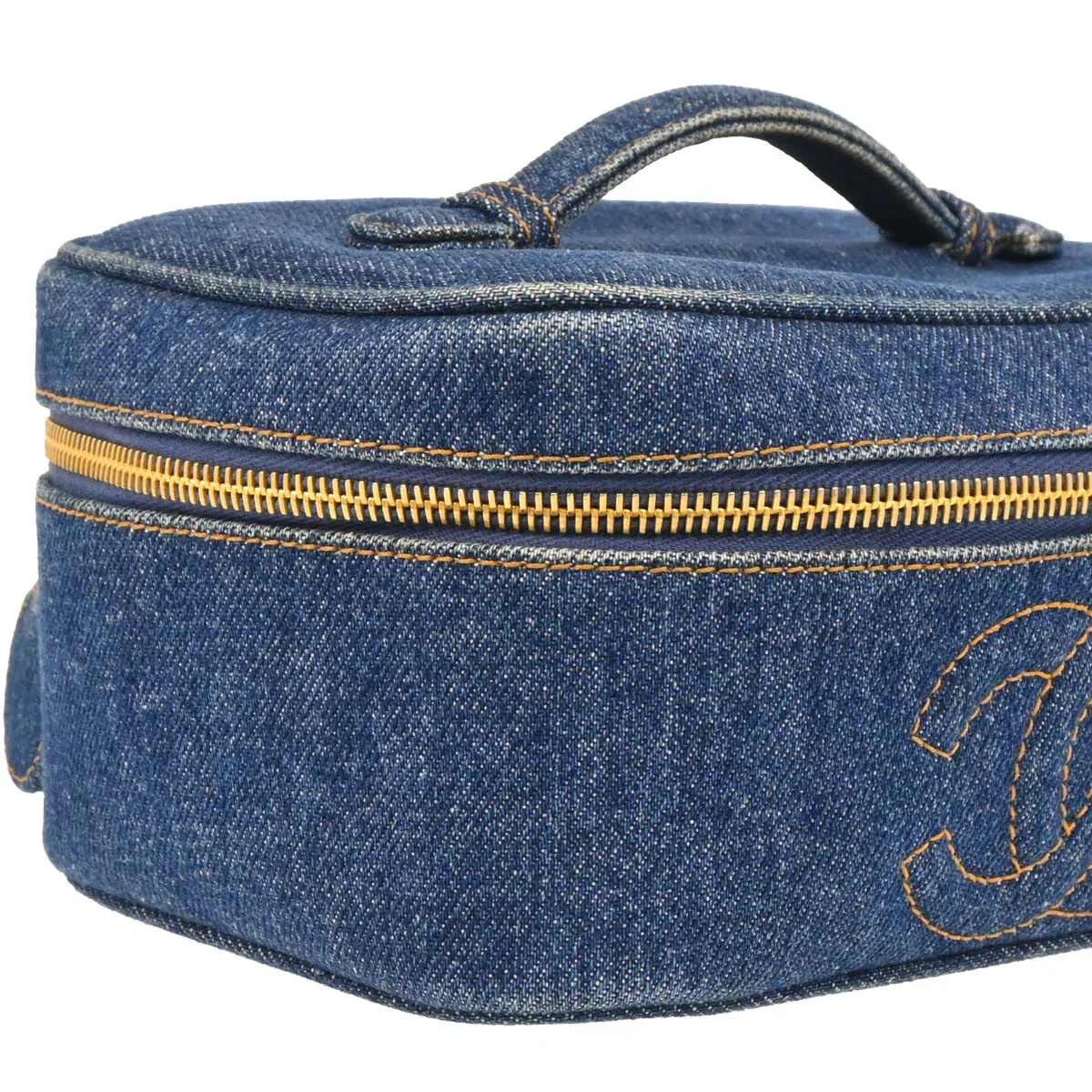 Chanel 1996-1997 Blue Denim Vanity Handbag - Image 3