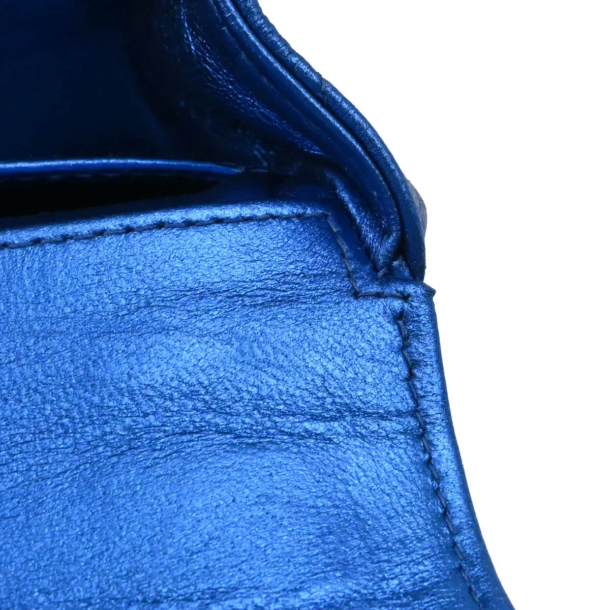 Chanel 1991-1994 Metallic Blue Quilted Lambskin Child Classic Flap Bag - Image 10