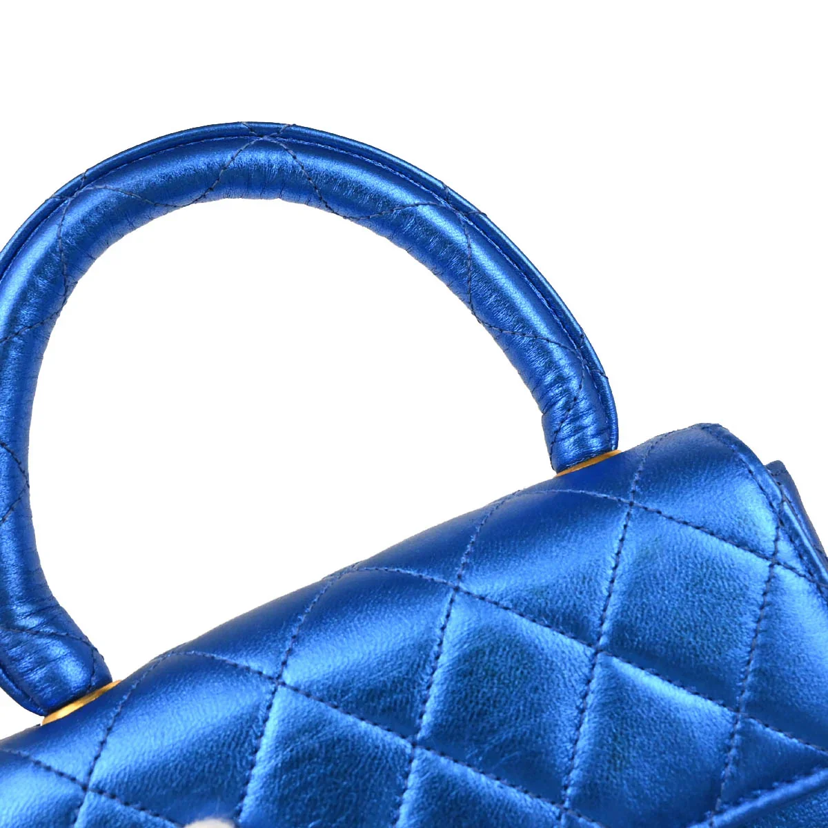 Chanel 1991-1994 Metallic Blue Quilted Lambskin Child Classic Flap Bag - Image 6