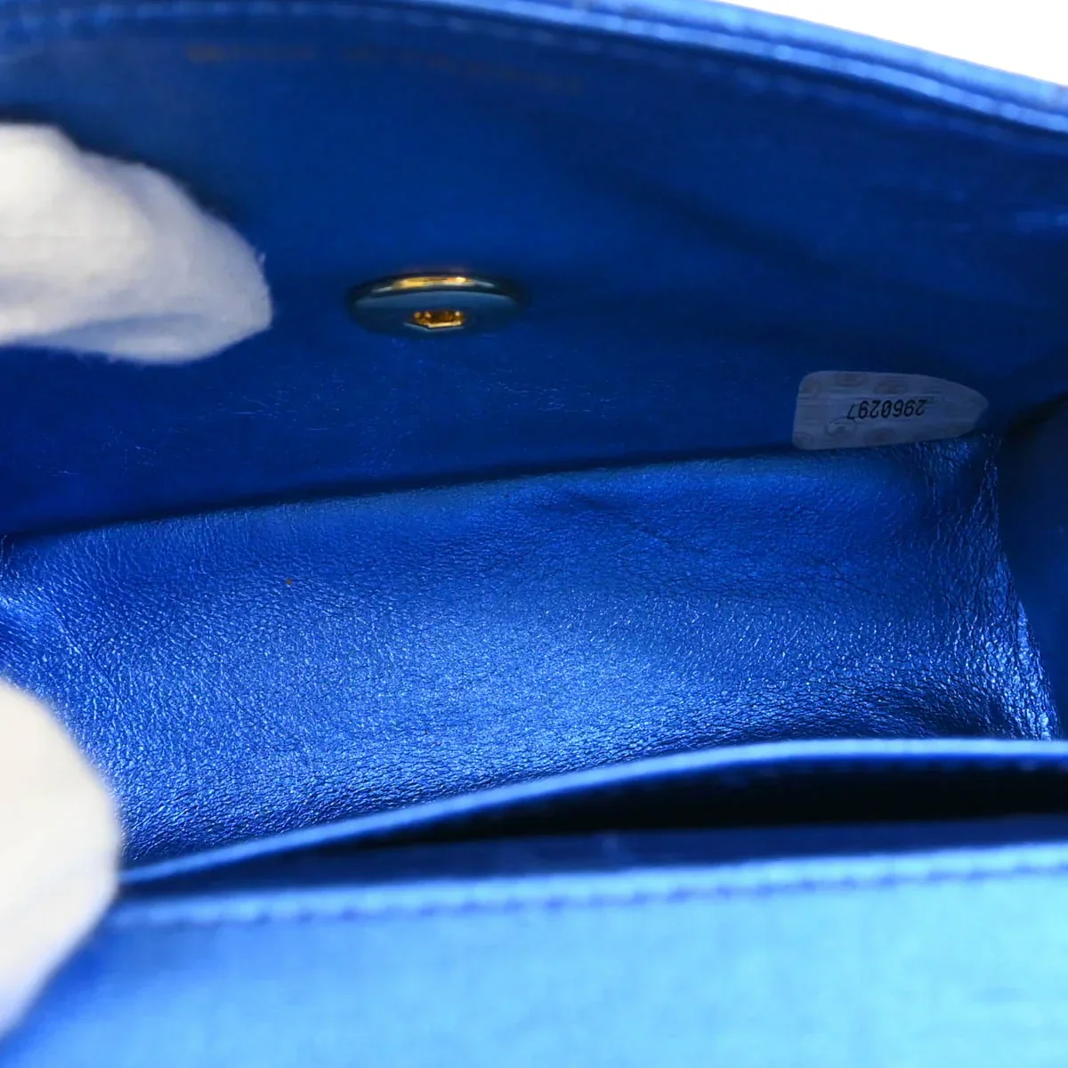 Chanel 1991-1994 Metallic Blue Quilted Lambskin Child Classic Flap Bag - Image 9