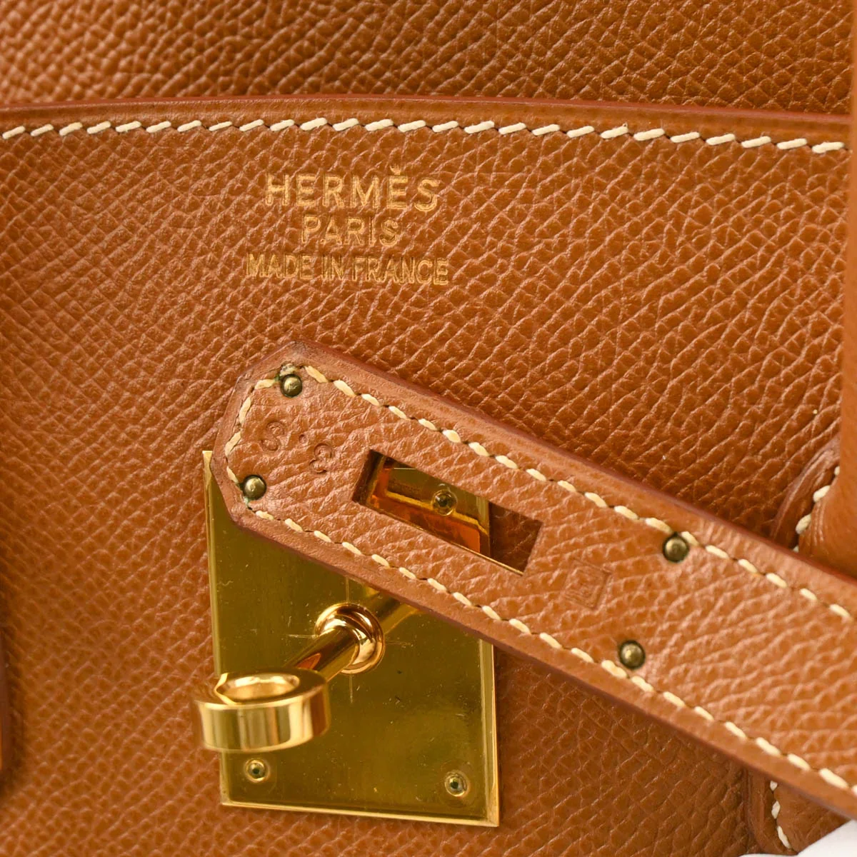Hermes 2001 Gold Courchevel Birkin 35 Handbag - Image 10