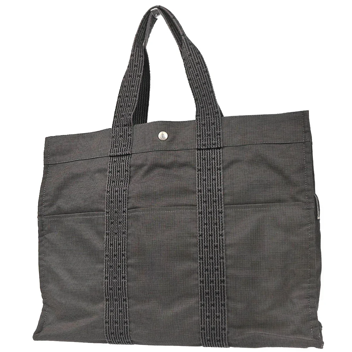 Hermes Gray Canvas Herline Tote GM Handbag - Image 2