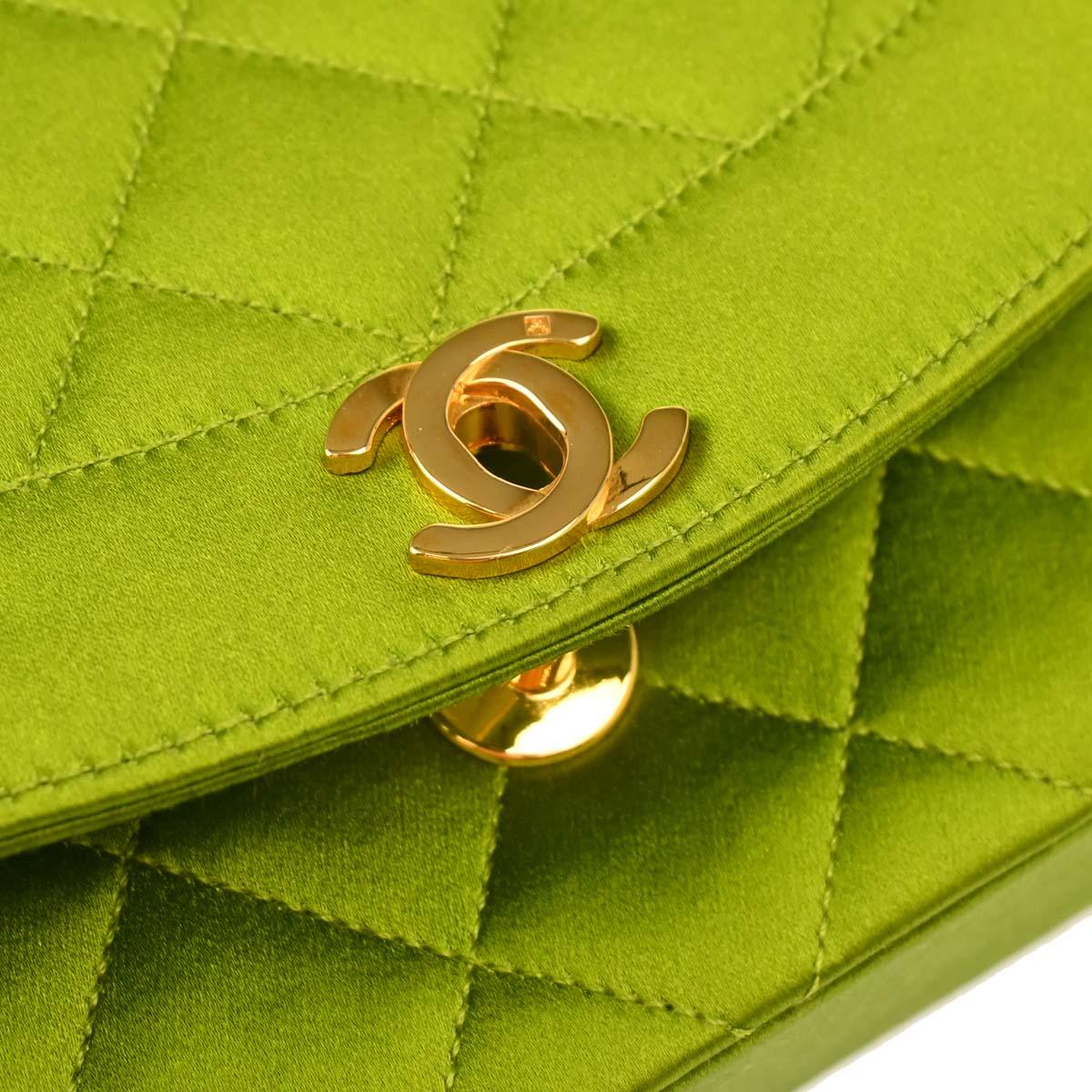 Chanel Green Satin Diana Shoulder Bag - Image 6