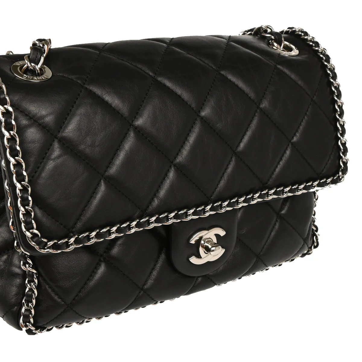 Chanel 2019 Black Calfskin Chain Around Shoulder Bag - Image 3