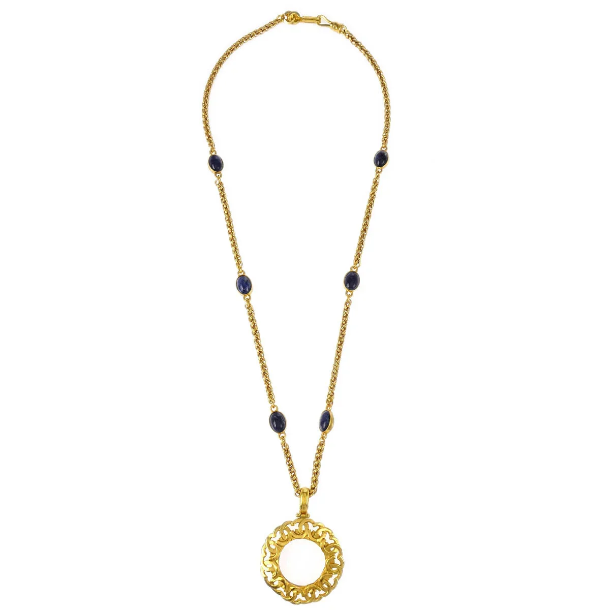 Chanel Loupe Chain Necklace Stone Gold 95A