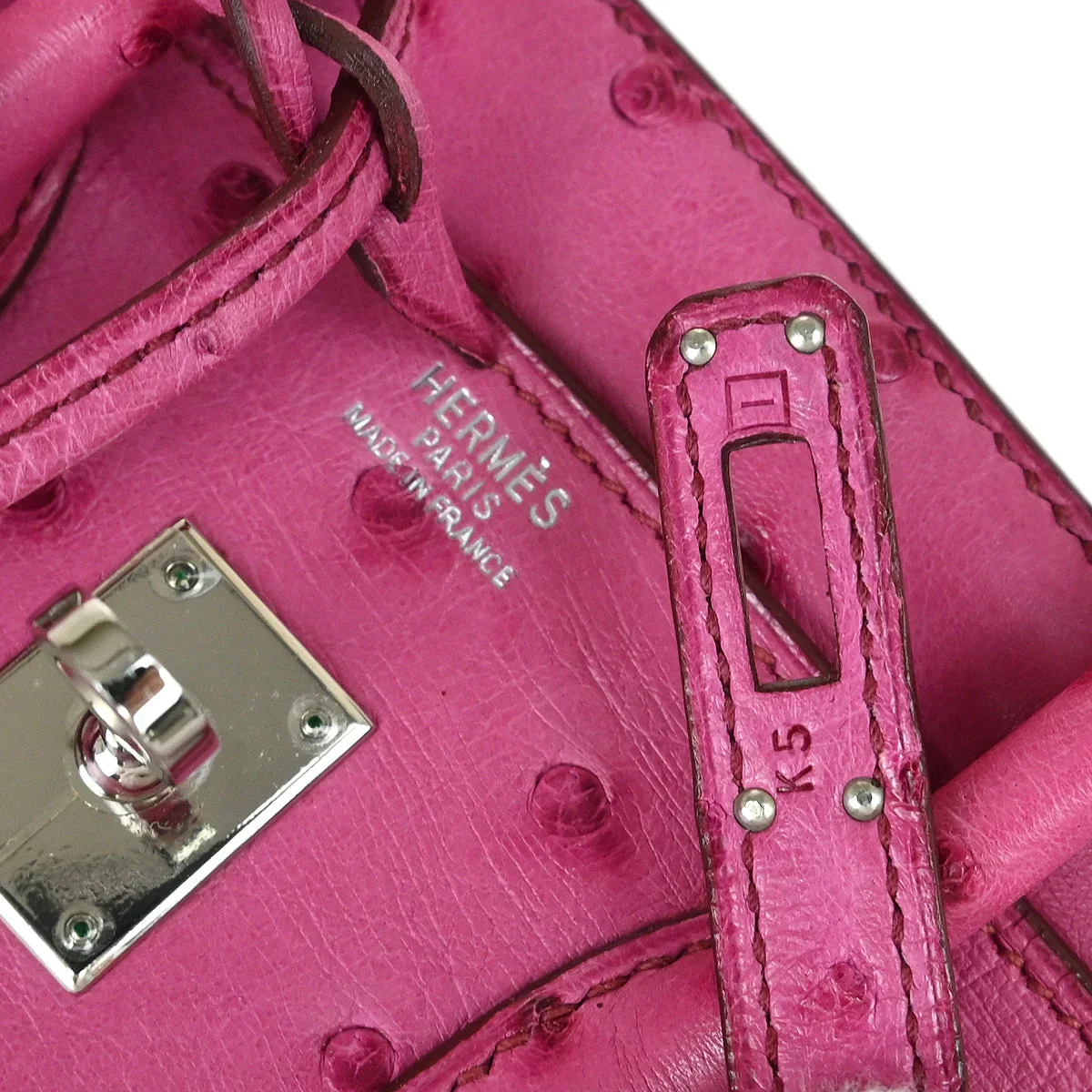 Hermes * Fuschia Pink Ostrich Birkin 25 Handbag - Image 10