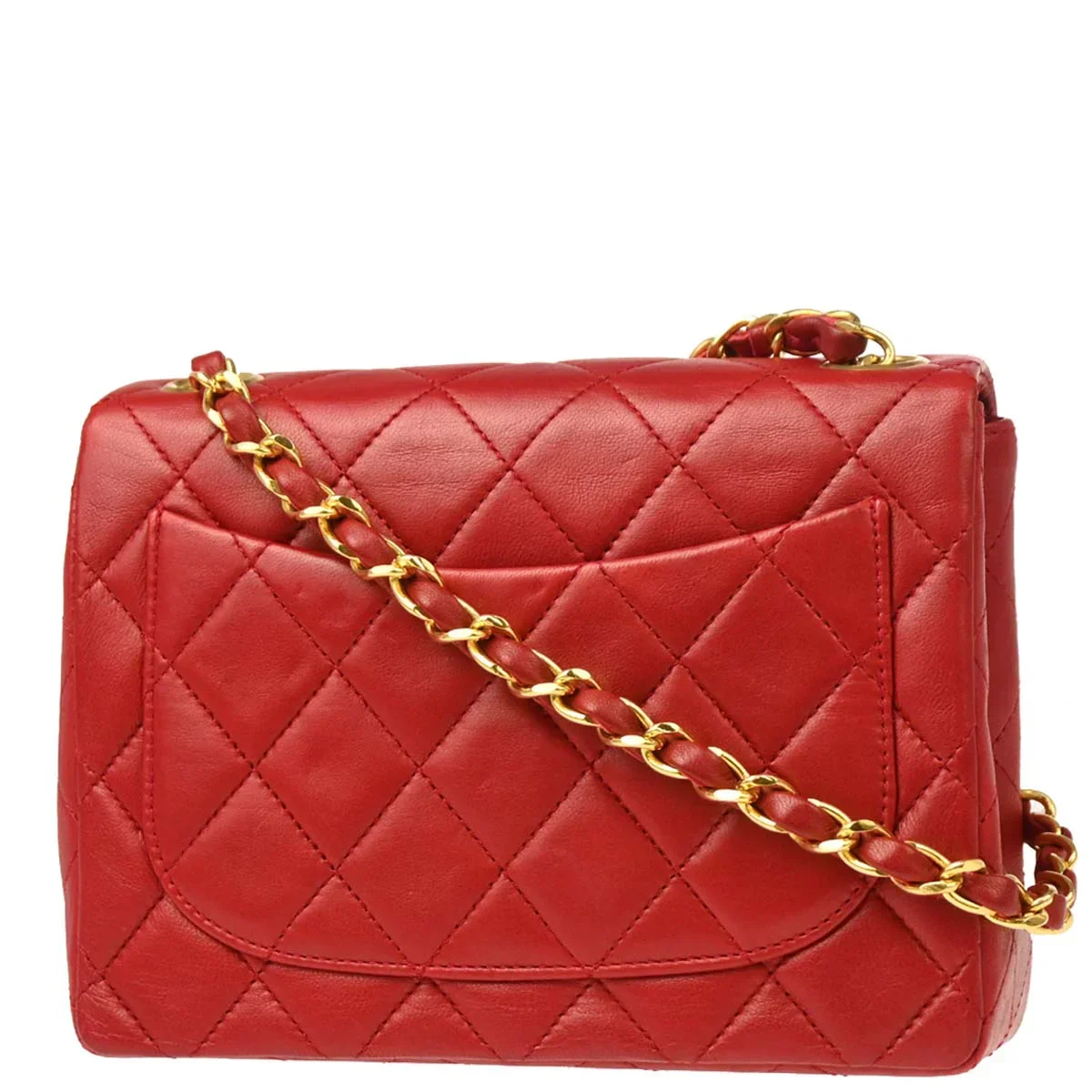 Chanel Red Lambskin Mini Classic Square Flap Shoulder Bag 17 - Image 2