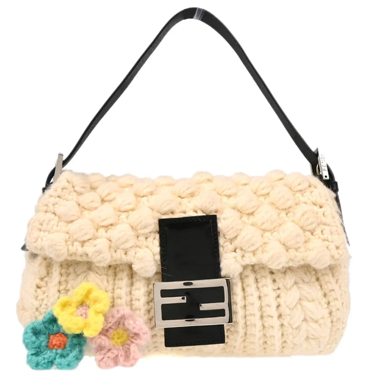 Fendi 1990s White Wool Baguette Handbag - Image 2