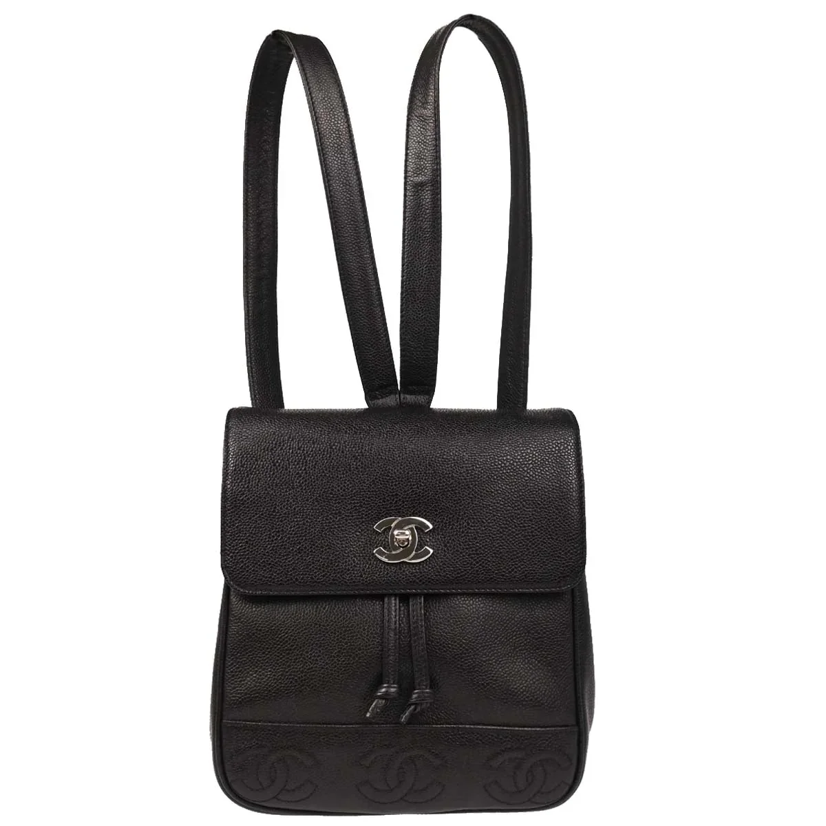 Chanel 1996-1997 Black Caviar Triple CC Backpack
