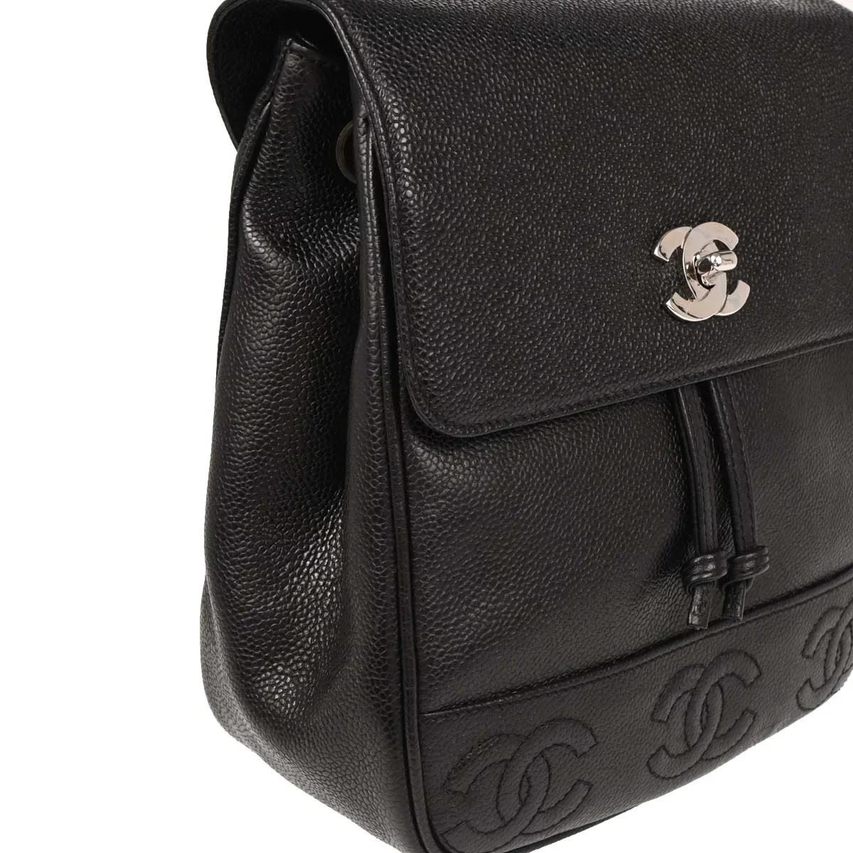 Chanel 1996-1997 Black Caviar Triple CC Backpack - Image 3