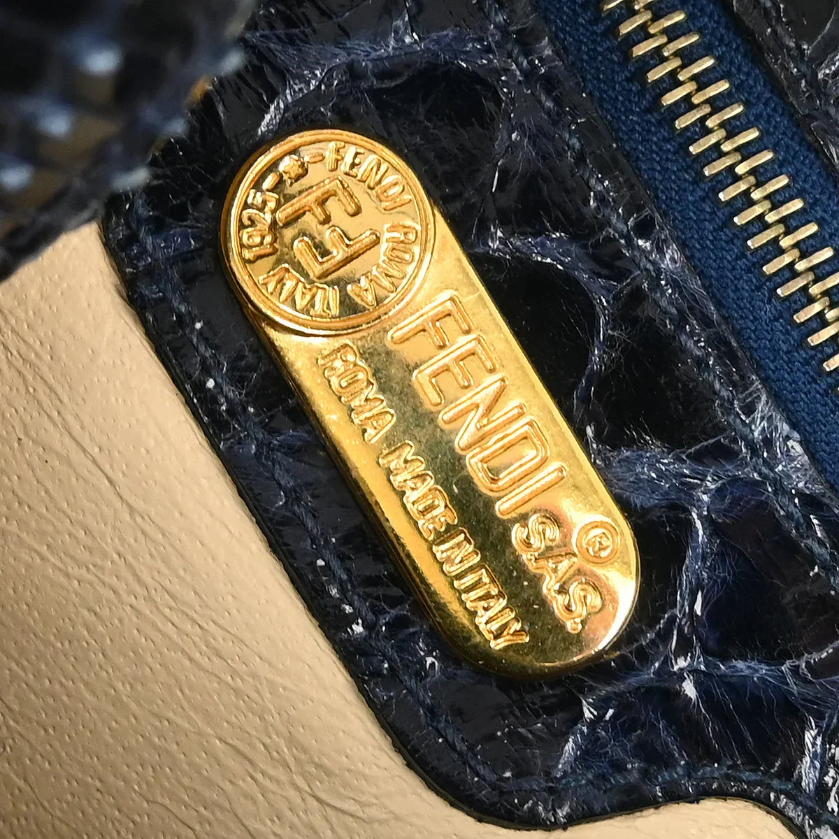 Fendi * Navy Python Handbag - Image 9