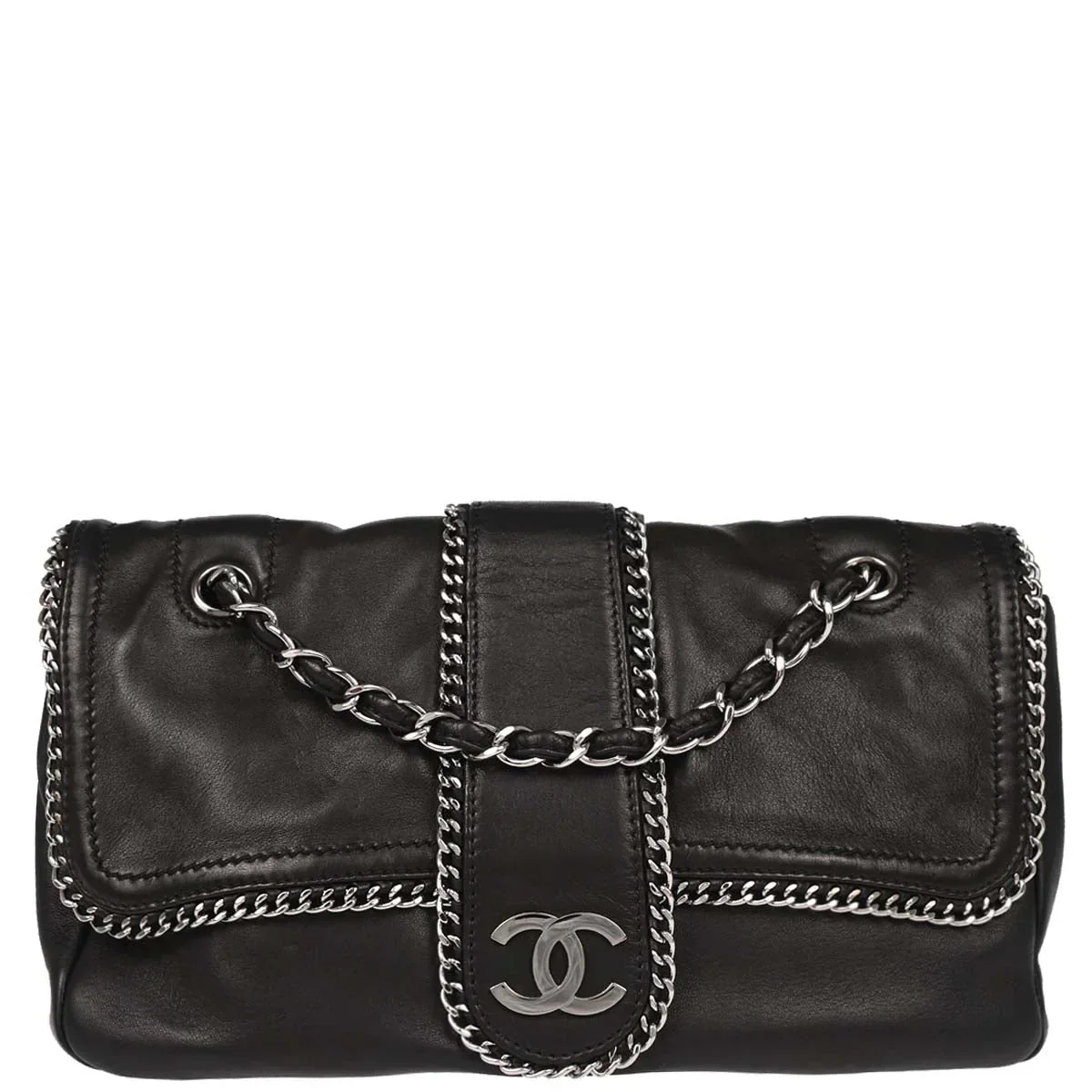 Chanel Black Calfskin Luxury Line Madison Flap Shoulder Bag