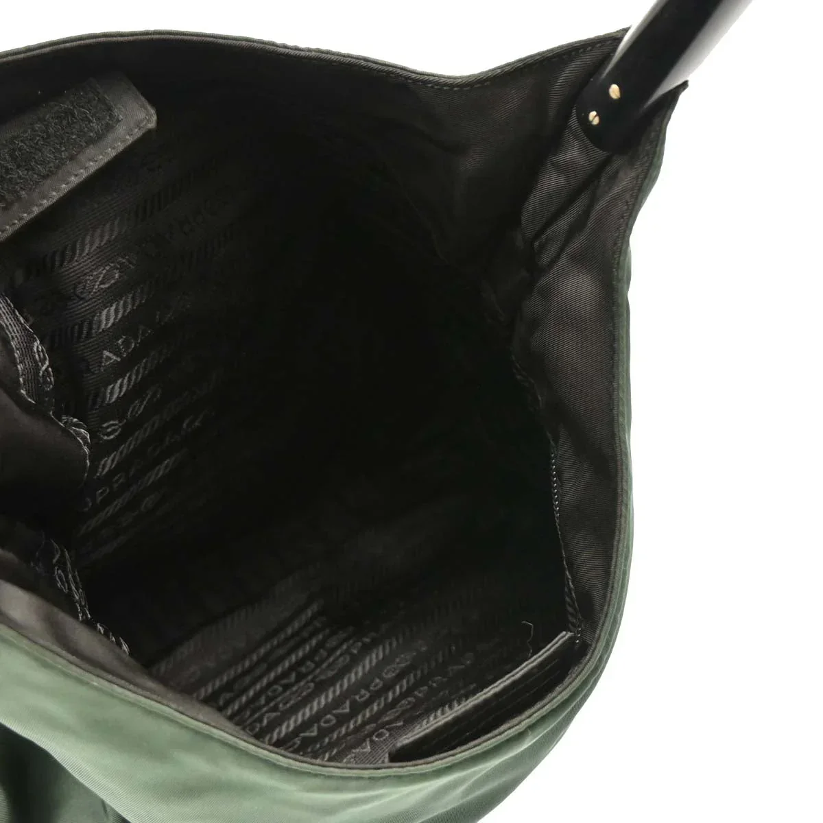 Prada Dark Green Nylon Handbag - Image 4