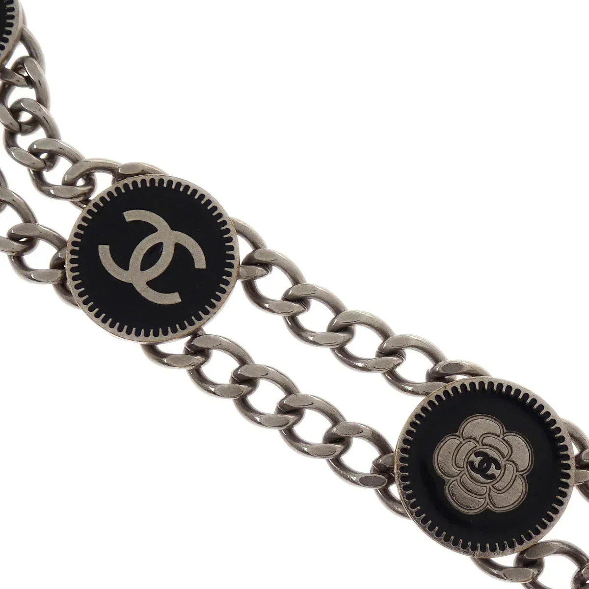 Chanel Silver Chain Belt Medallion Small Good 04S - Image 2