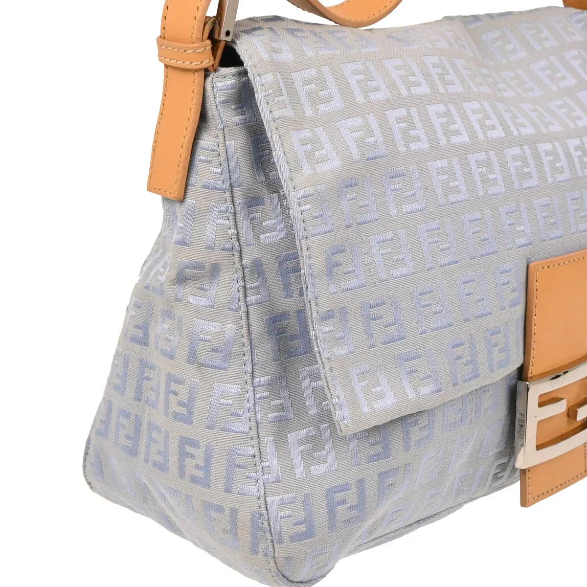 Fendi Light Blue Zucchino Mamma Baguette Handbag - Image 3