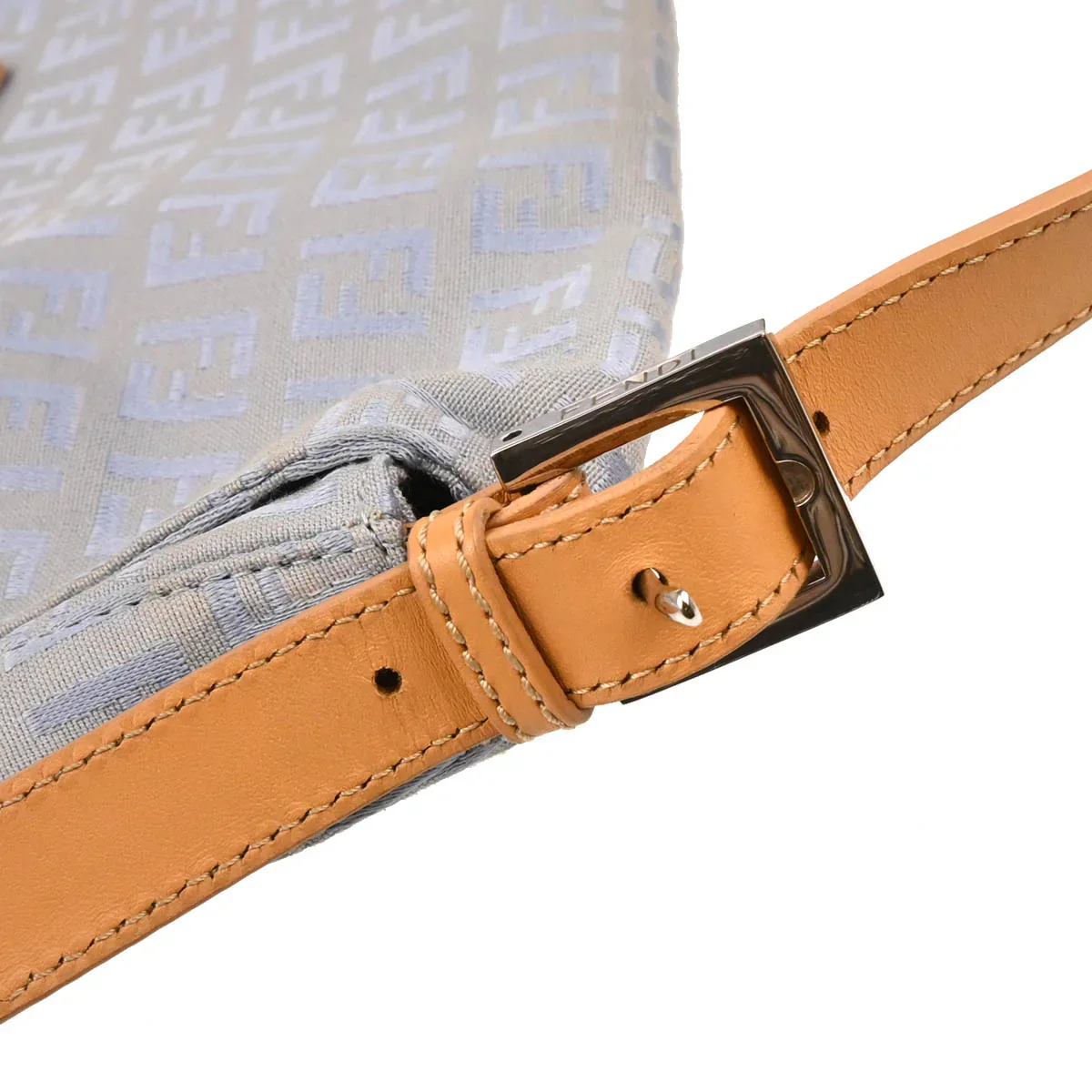 Fendi Light Blue Zucchino Mamma Baguette Handbag - Image 5