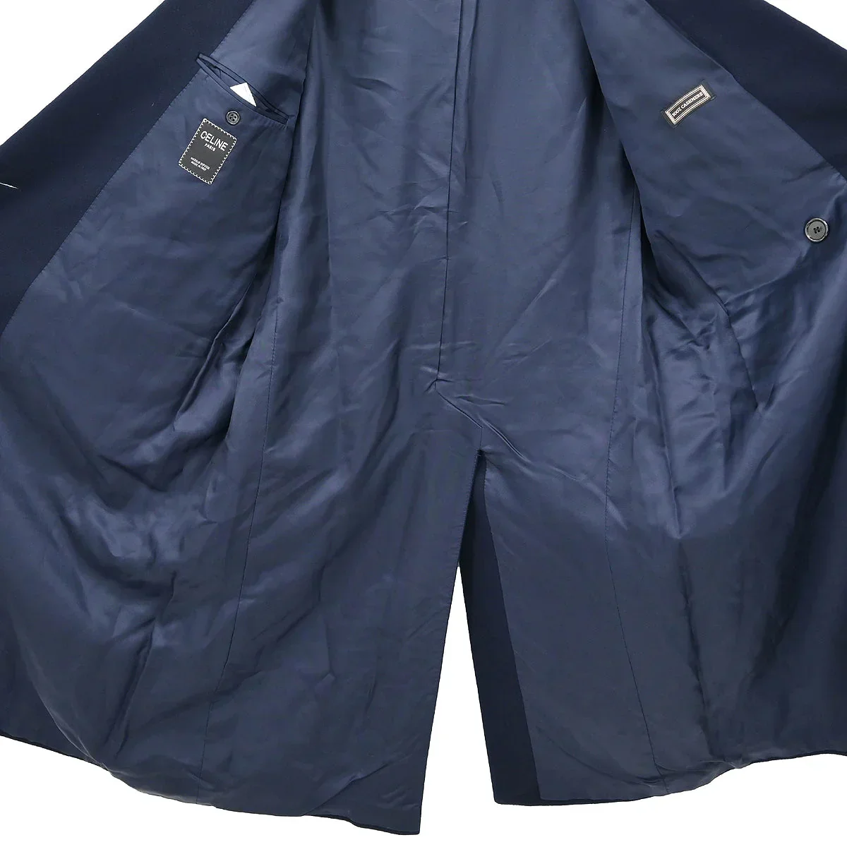 Celine Double Breasted Coat Navy #50 - Image 7