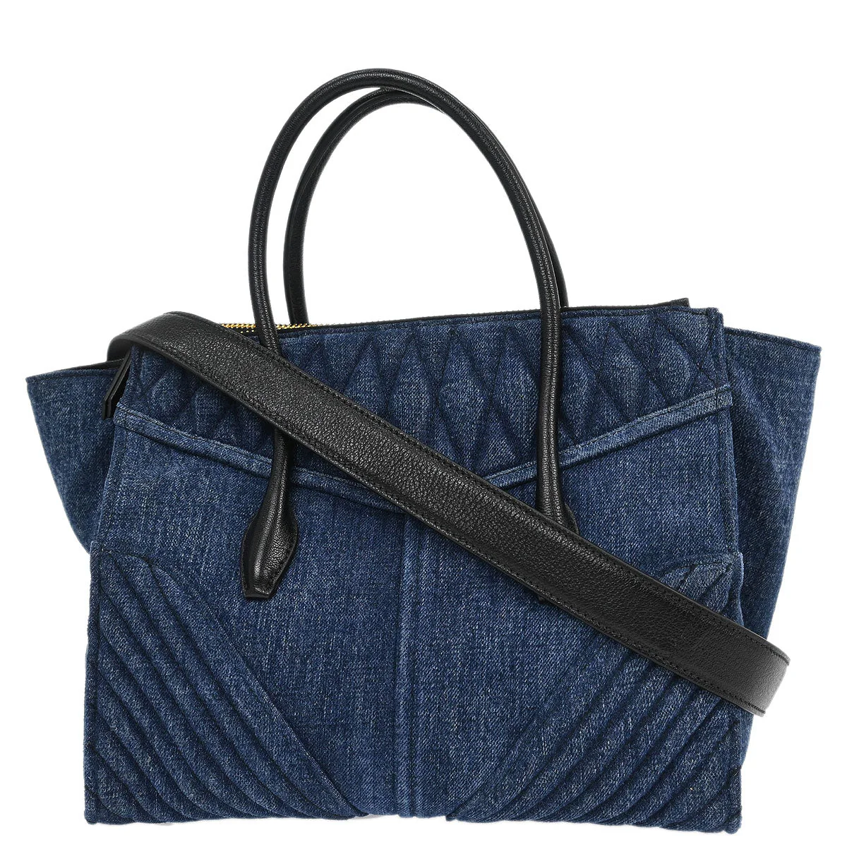 Miu Miu Blue Denim Biker 2way Shoulder Handbag - Image 2