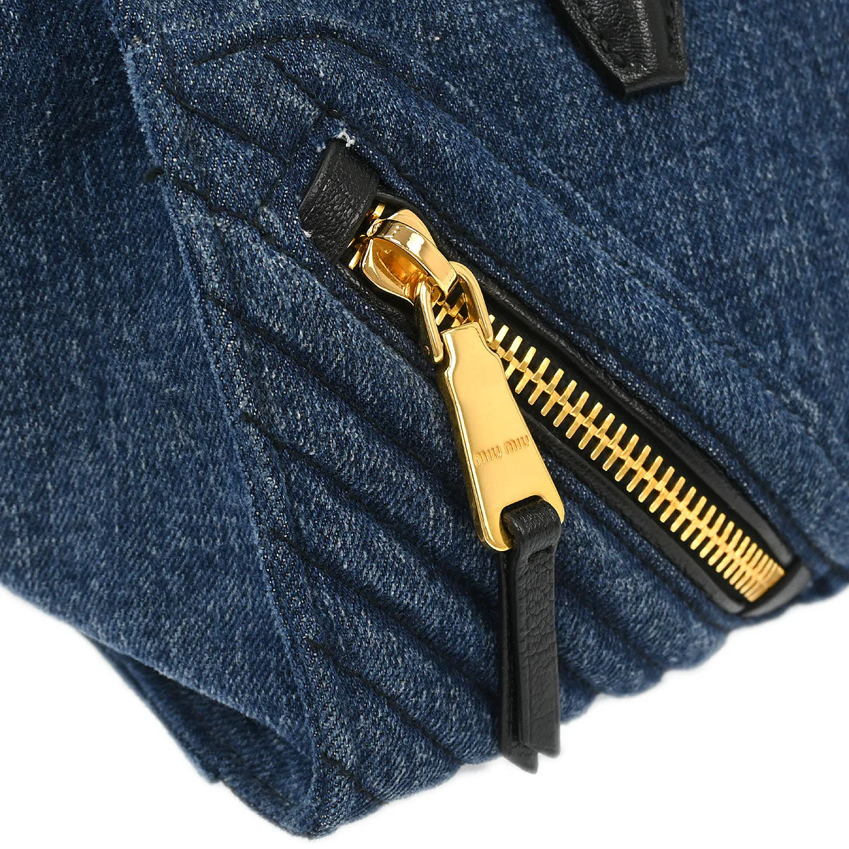 Miu Miu Blue Denim Biker 2way Shoulder Handbag - Image 4