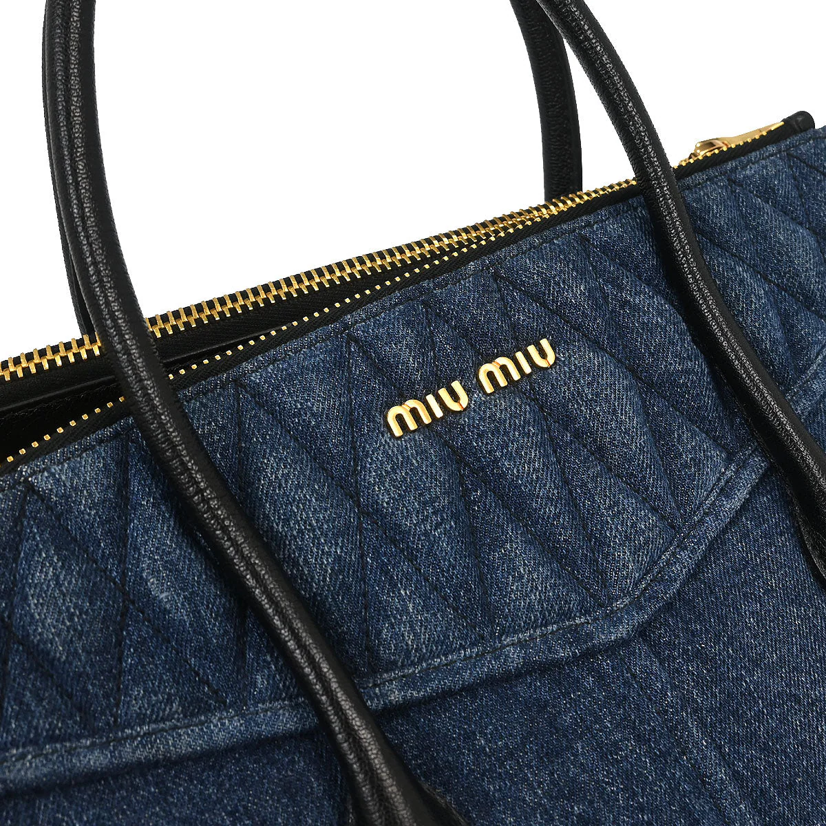 Miu Miu Blue Denim Biker 2way Shoulder Handbag - Image 5