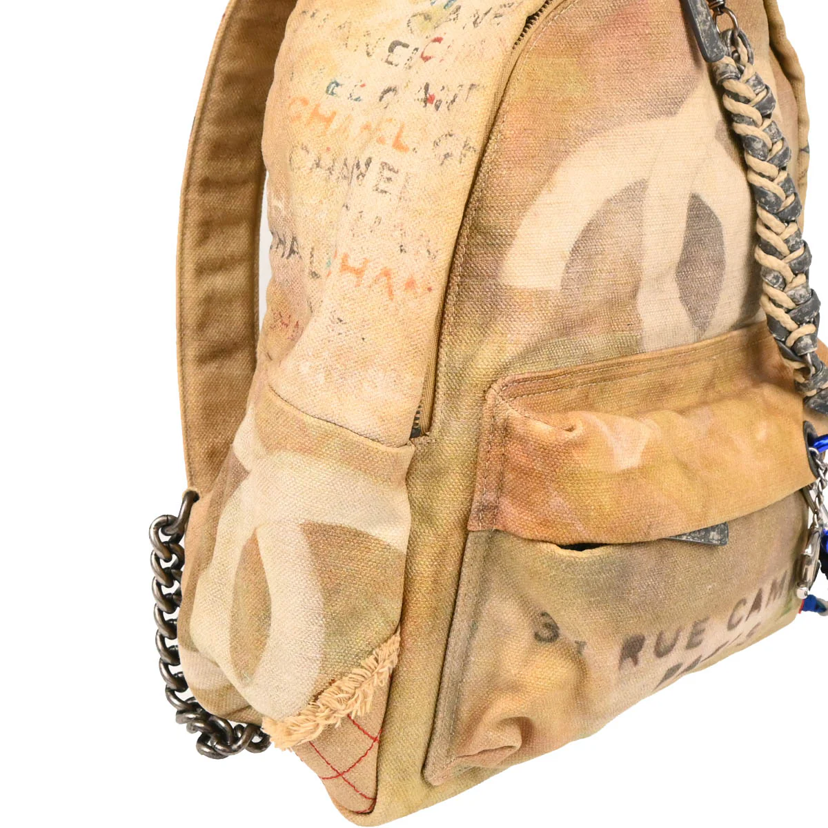 Chanel 2014 Beige Canvas Graffiti Act 2 Backpack - Image 3