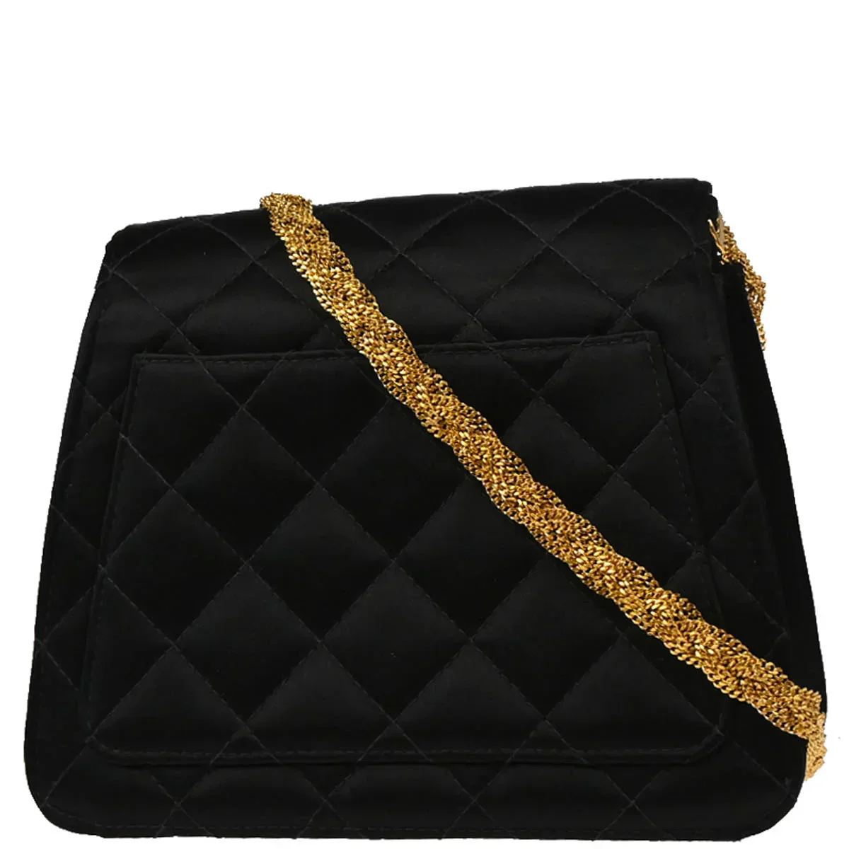 Chanel 1997-1999 Black Satin Single Flap Shoulder Bag - Image 2