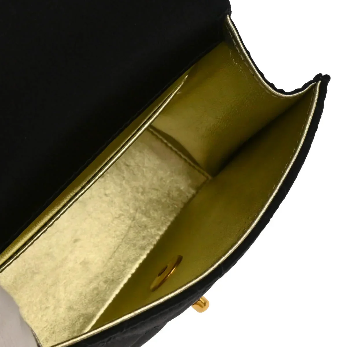 Chanel 1997-1999 Black Satin Single Flap Shoulder Bag - Image 4