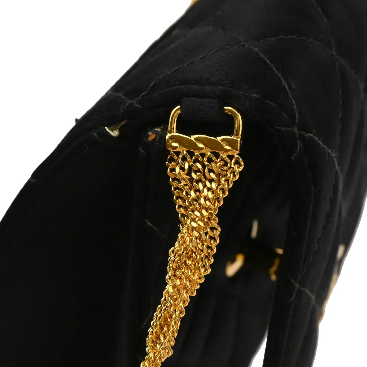 Chanel 1997-1999 Black Satin Single Flap Shoulder Bag - Image 7