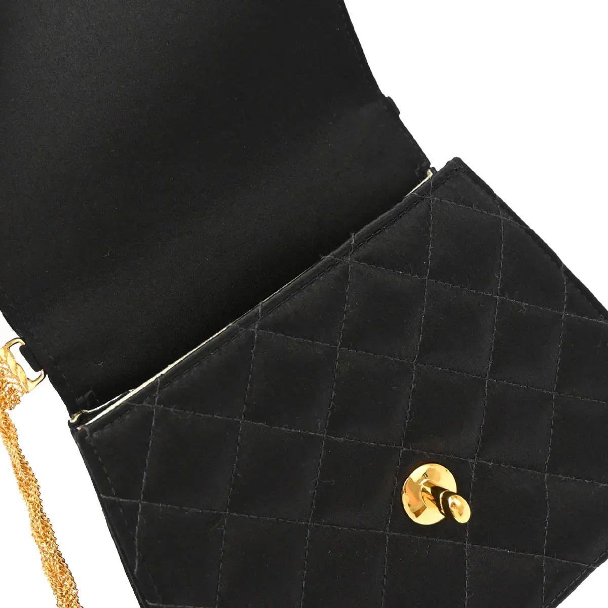 Chanel 1997-1999 Black Satin Single Flap Shoulder Bag - Image 8