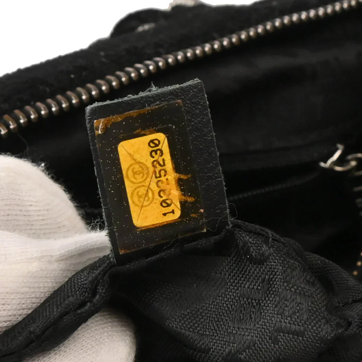 Chanel 2005-2006 Black Silver Cotton Jacquard Chain Handbag - Image 11