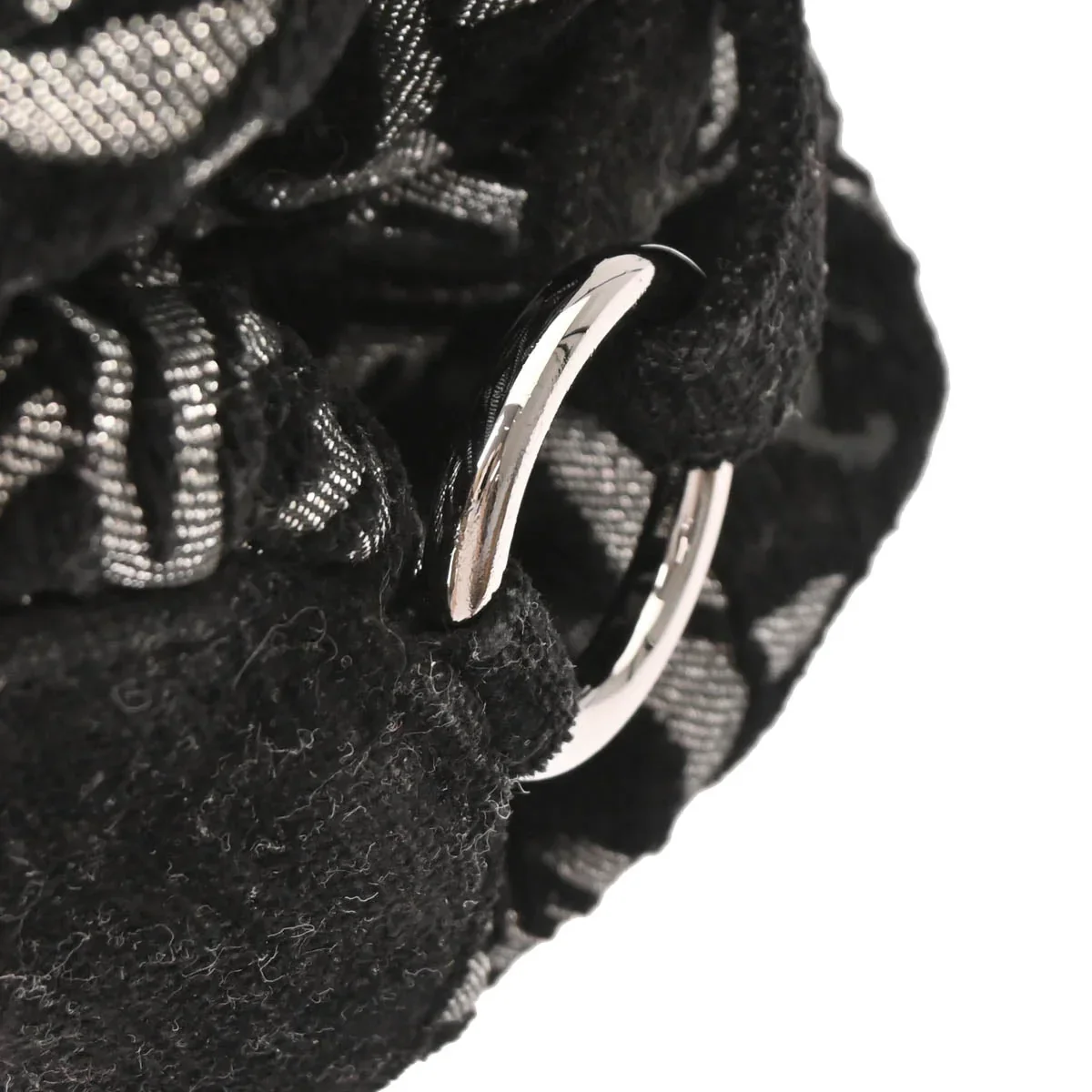 Chanel 2005-2006 Black Silver Cotton Jacquard Chain Handbag - Image 8