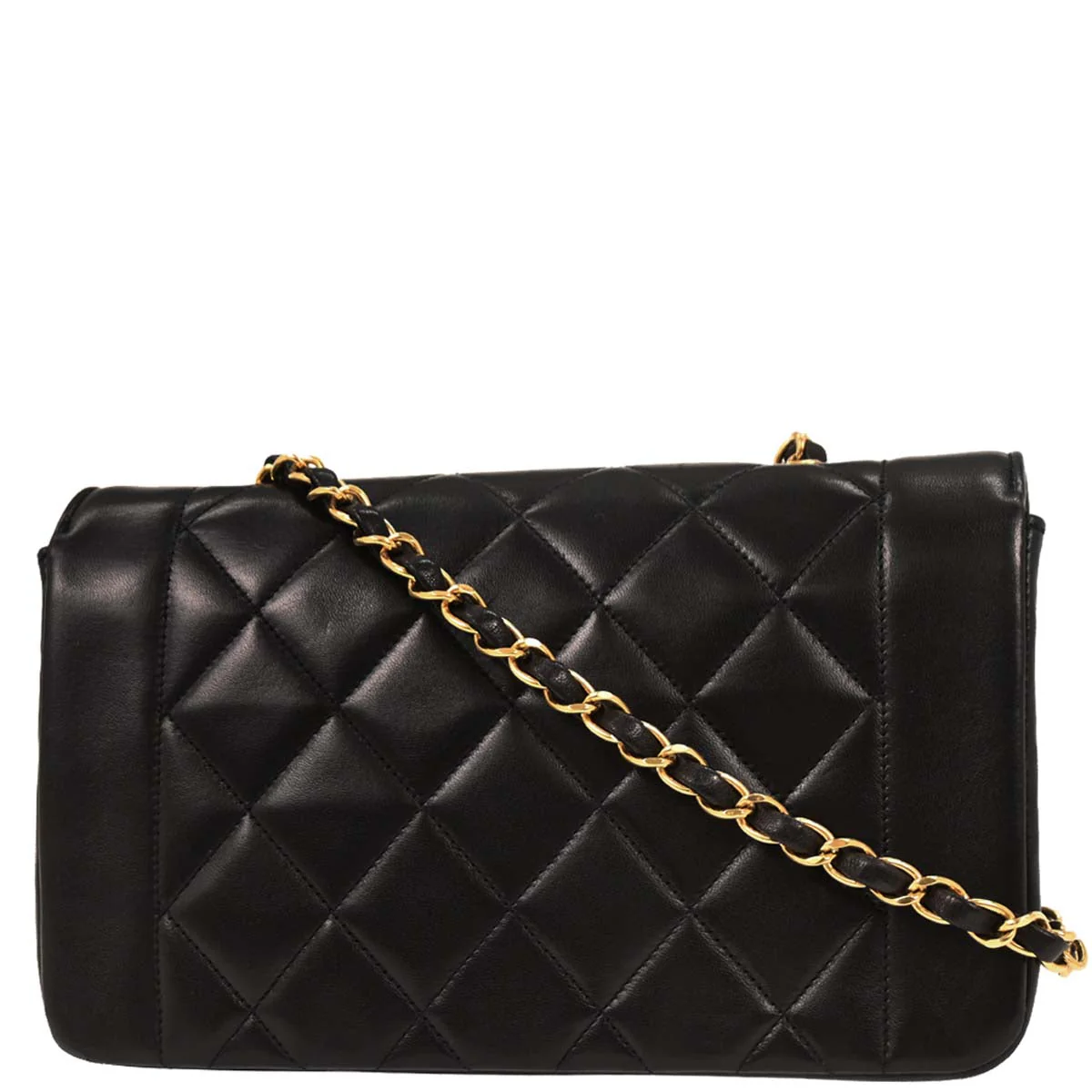 Chanel 1991-1994 Black Lambskin Small Diana Shoulder Bag - Image 2